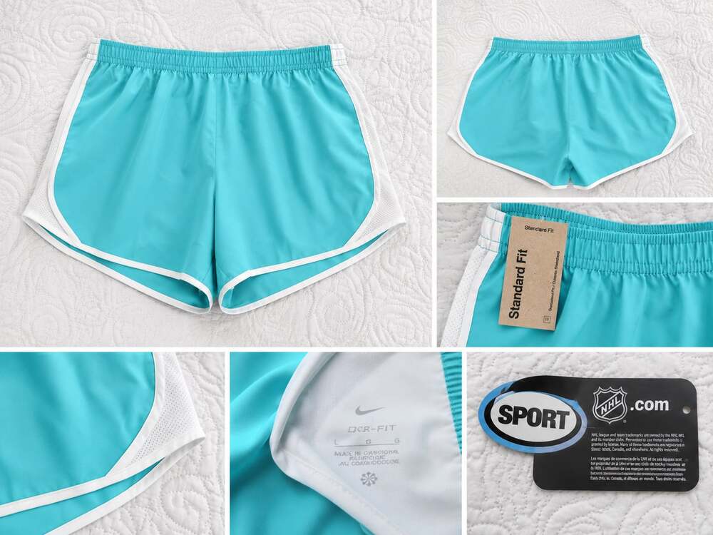 Nike Dri-FIT Tempo Running Shorts Aqua Teal Blue with White Trim